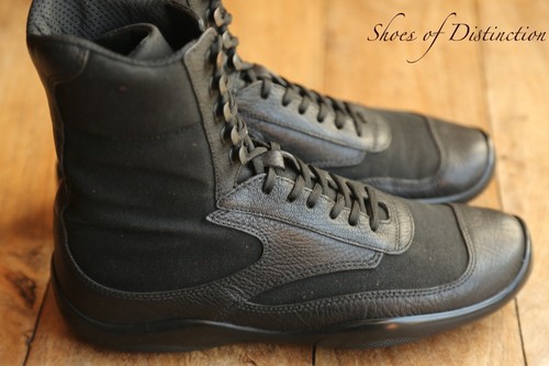 Prada black leather canvas - prada,